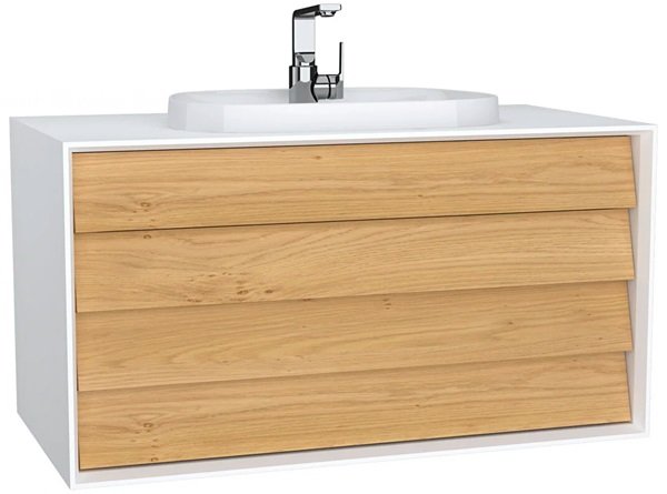 Vitra Frame 62298 Lavabo Dolabı 100 Cm,Çift Çekmeceli,Tezgahüstü Lavabolu,Mat Soft Beyaz.